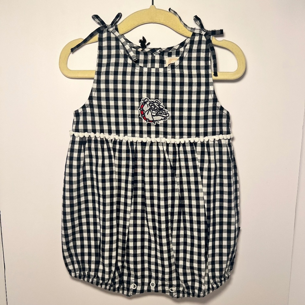 Bulldogs Infant Bubble Romper navy gingham new with tags GARB outfit